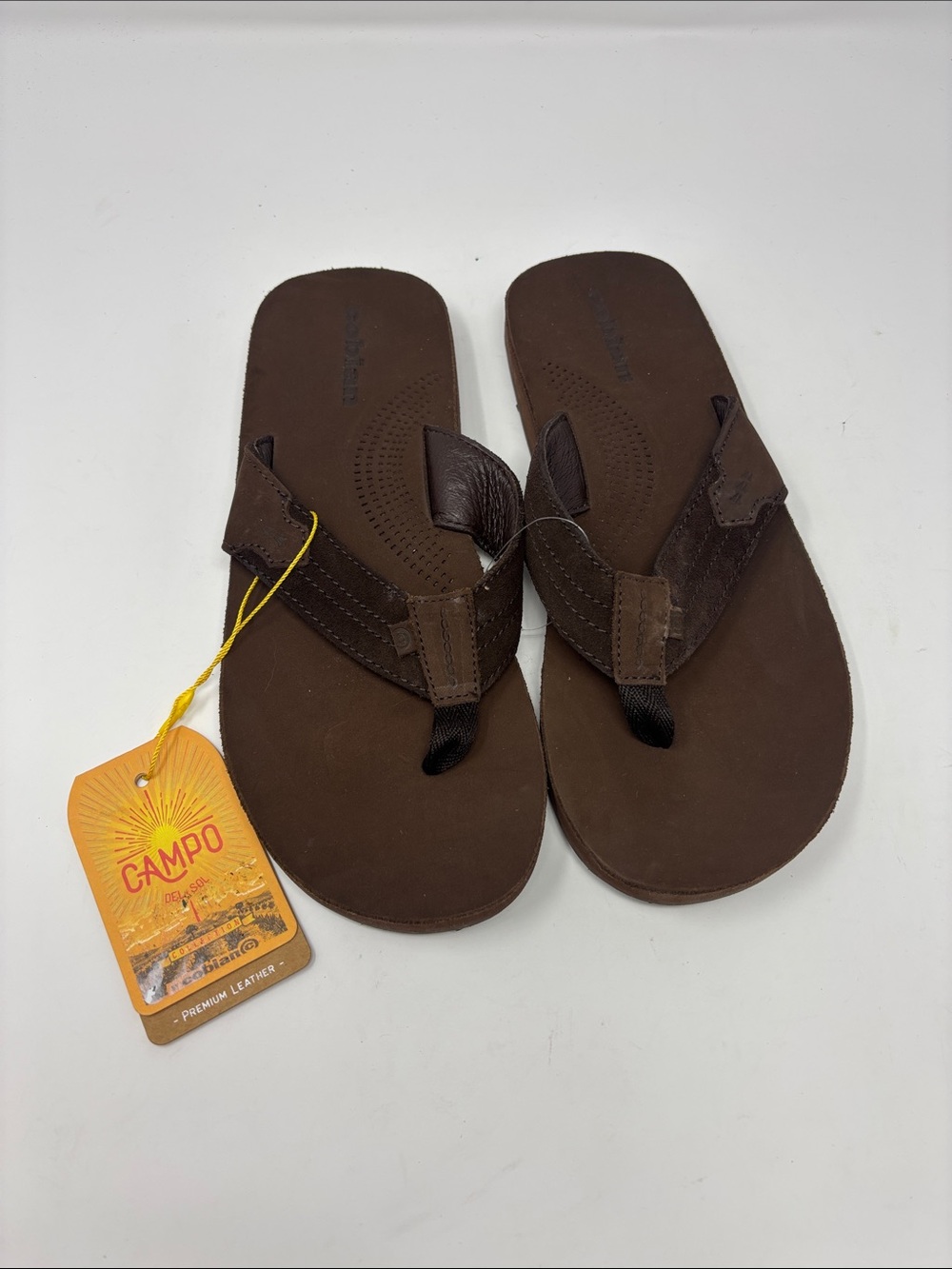 New Campo Del Sol by Cobian | Men's Brown Leather Flip Flop Sandals